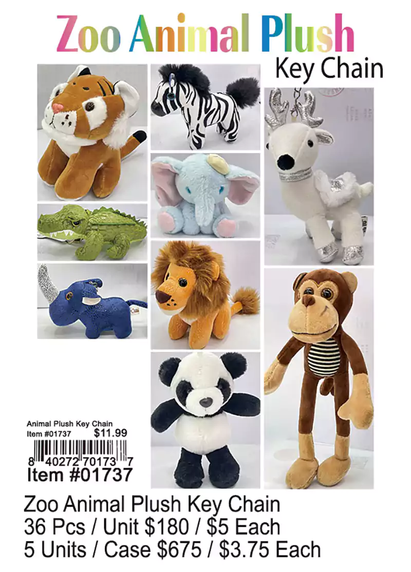 Zoo Animal Plush Keychain